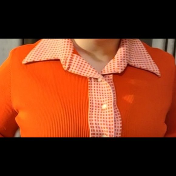 Vintage Orange Ribbed Blouse - Picture 3 of 7